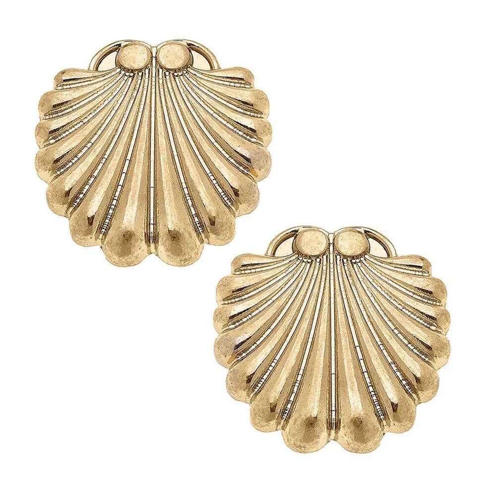 Camille Metal Tone Seashell Stud Earrings